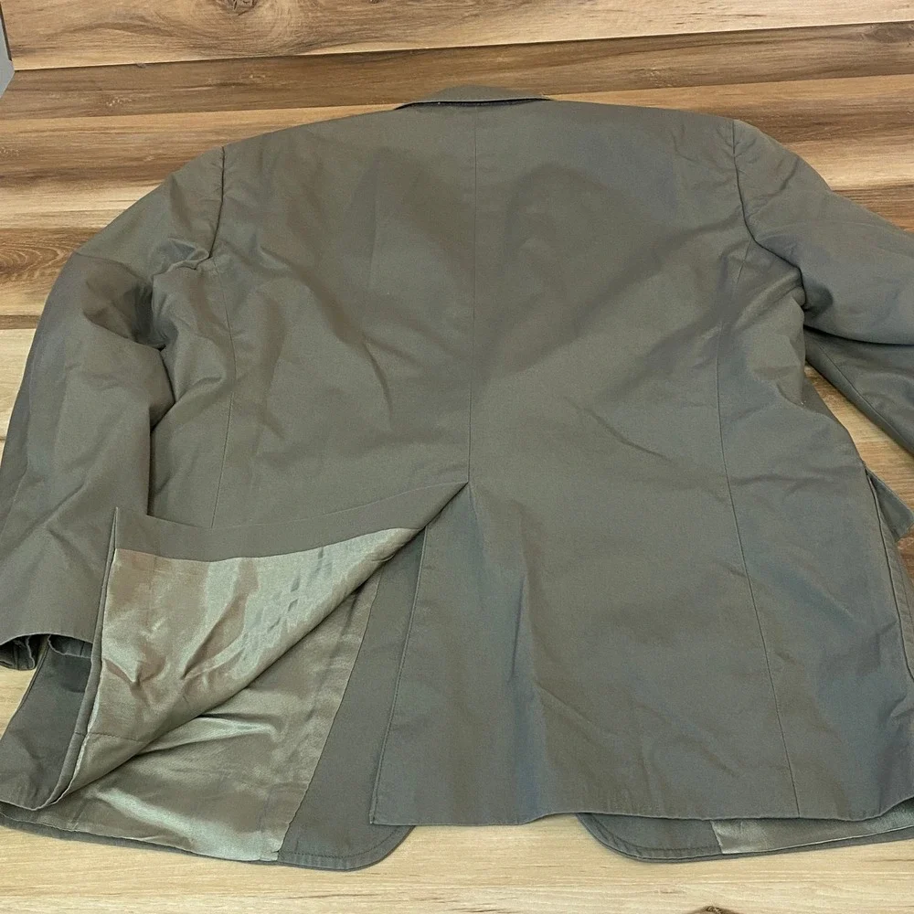 Vintage Brooks Brothers Blazer Mens 45R Olive Green USA Cotton Union 3 roll 2